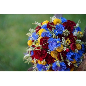 Wiązanka ślubna Lato w pełni. Dodatki z polnych kwiatów. Kwiaciarnia Czerwone Korale