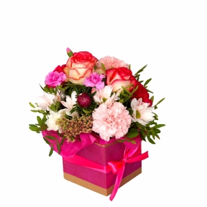 Szybki box. Flower box w kolorze różowym