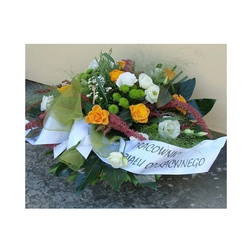 Wiązanka pogrzebowa -  róża, eustoma, margerytka